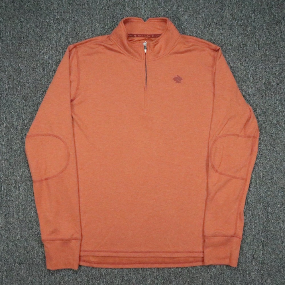 Rabbit Pullover Mens Large Orange Running Quarter Zip Long Sleeve Training